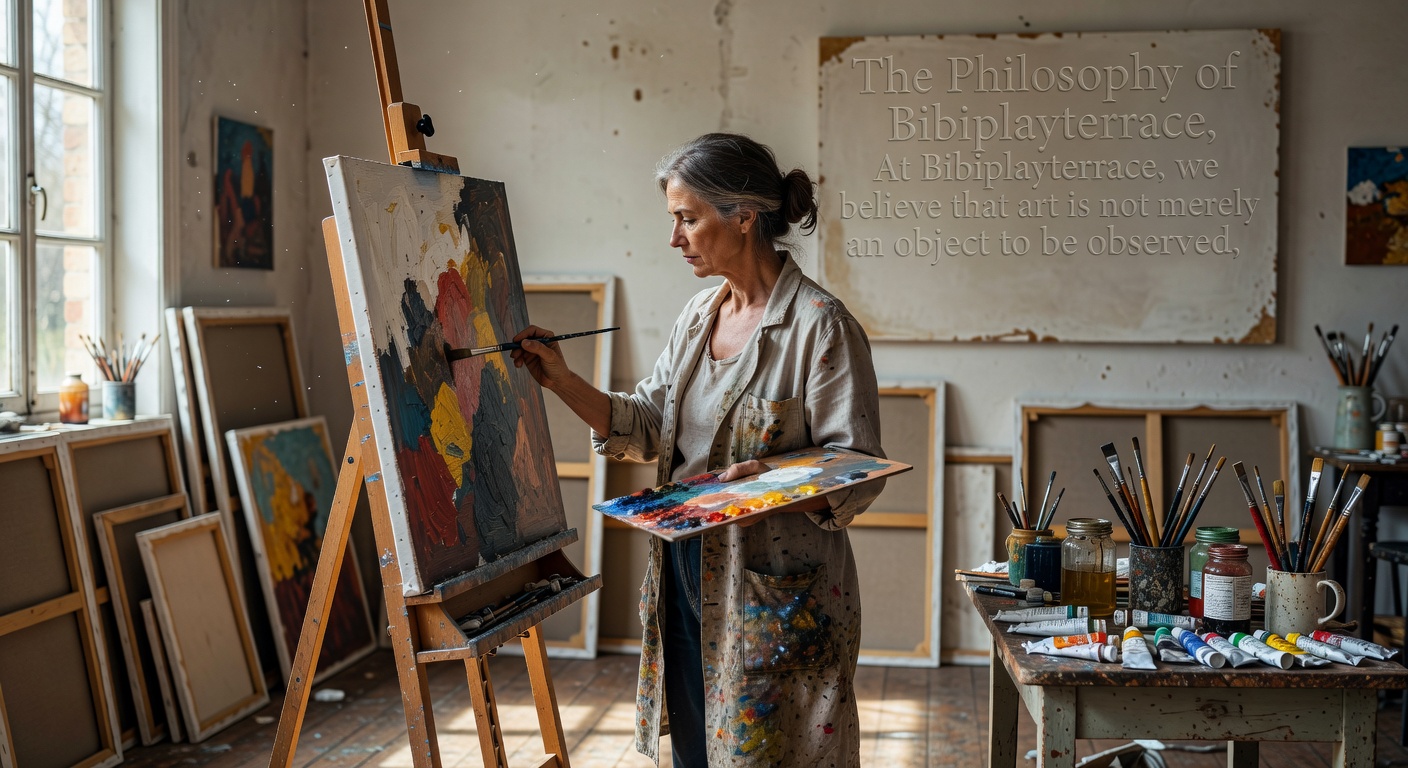Artist painting in studio